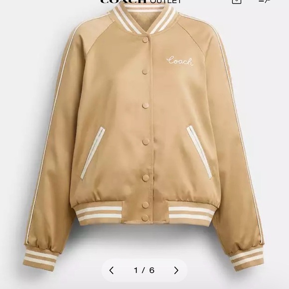Coach Beige Bomber Jacket - Picture 4 of 5